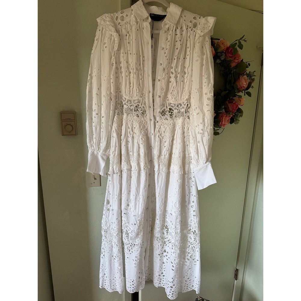 ASOS EDITION Broderie Shirt Dress White